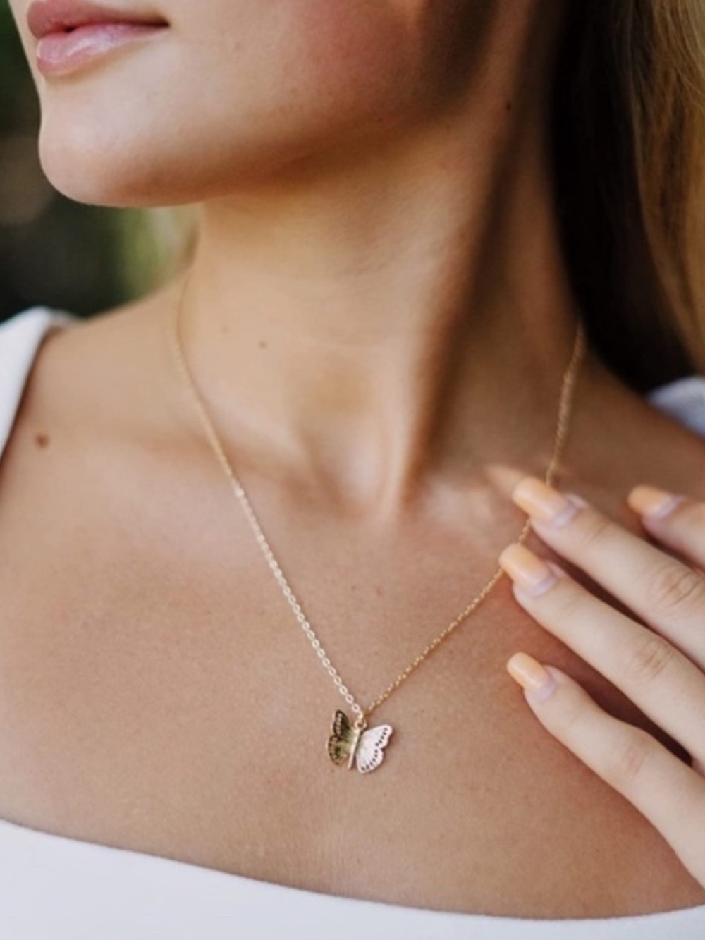 14k Gold Plated Butterfly Charm Chain Necklace